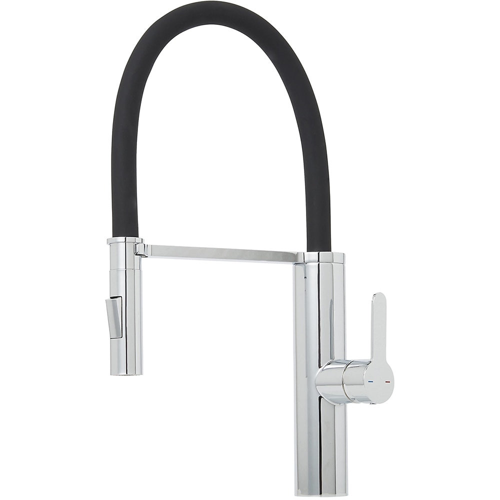 Baterie bucatarie Cooke & Lewis Kloey, dus extractibil, alama si silicon, argintiu-negru