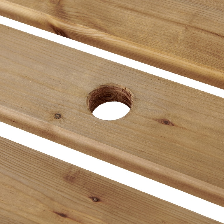 Set mobilier gradina/terasa/berarie, culoare maro, lemn, 6 persoane, masa + 2 banci  Blooma Agad