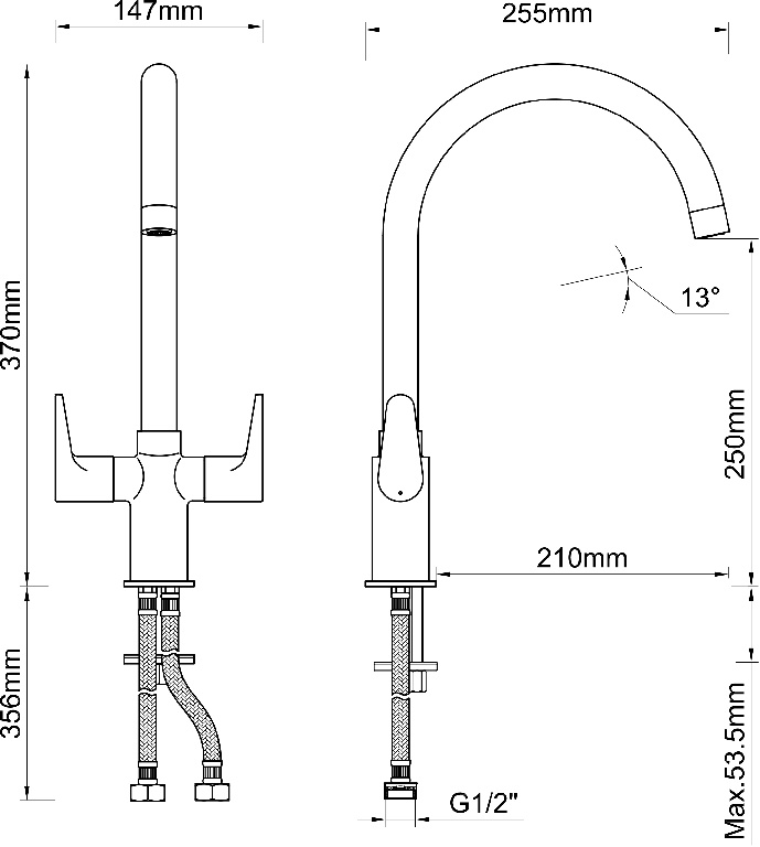 Baterie bucatarie Cooke & Lewis Kigal M9007QL, alama, crom