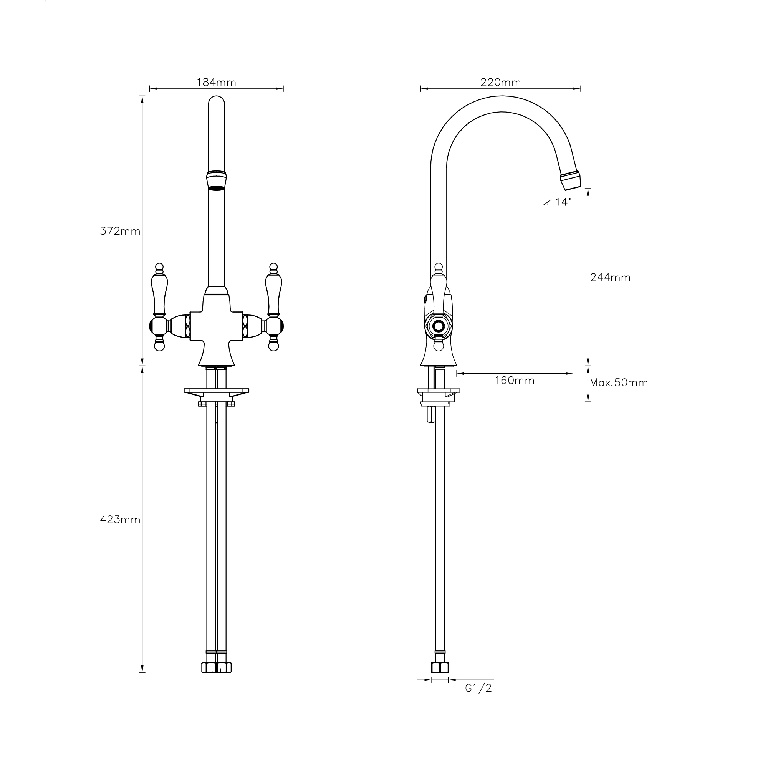 Baterie bucatarie Cooke & Lewis Apsley, alama, crom