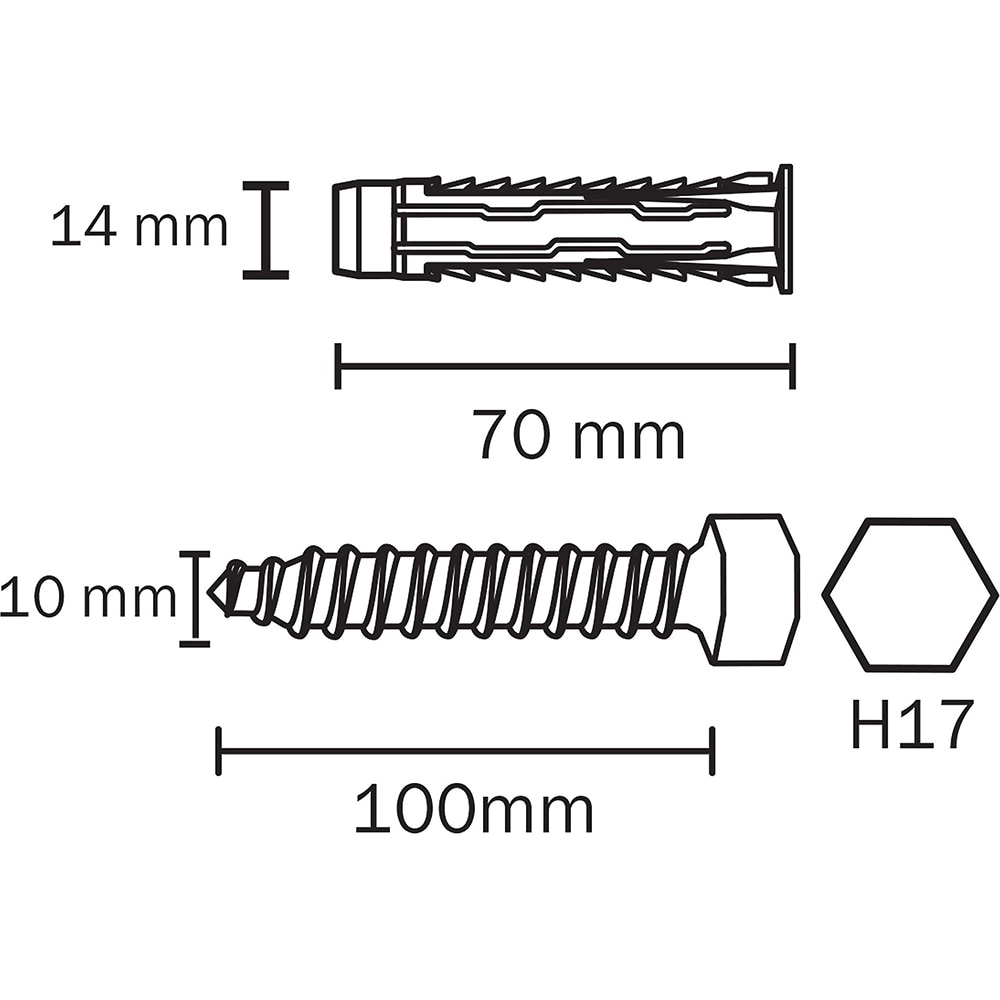 Diblu universal cu surub DIALL, 14 x 70 mm, otel, 2 buc