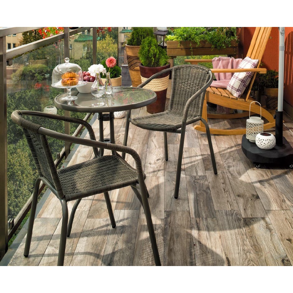 Scaun terasa GOODHOME Bari, otel, 58 x 50 x 76 cm, maro