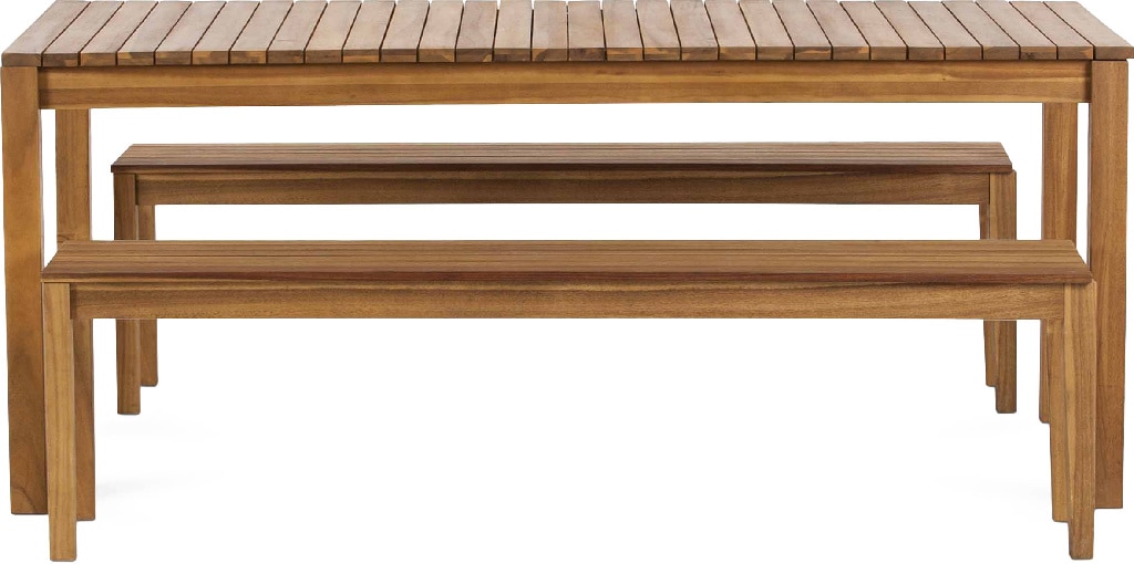 Masa de gradina extensibila, lemn, natur, dreptunghiulara, 8 persoane, 228 x 90 x 75 cm • GoodHome denia