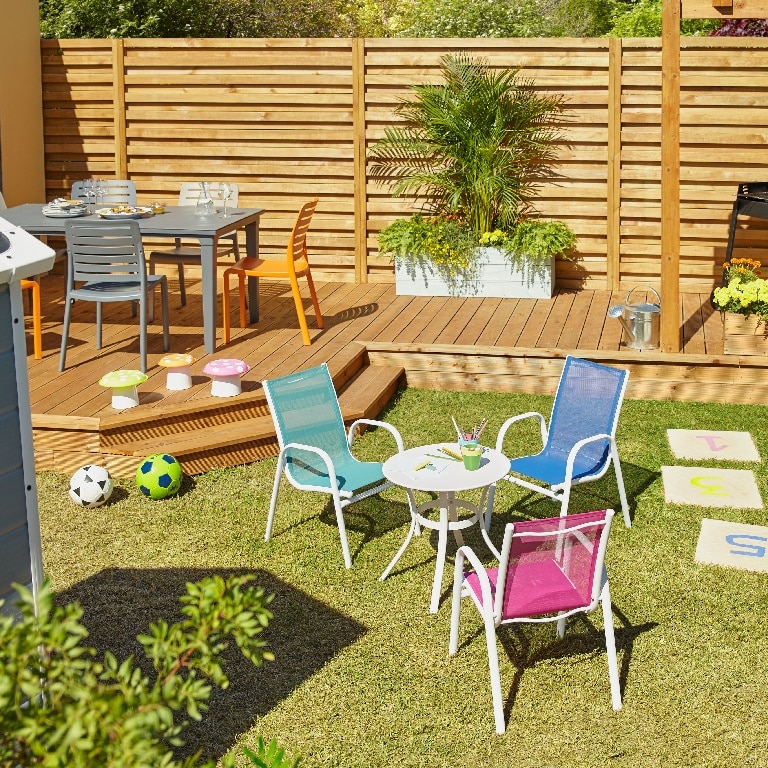 Scaun de gradina, pentru copii, roz, otel/poliester, 51 x 43 x 70 cm  Blooma Janeiro