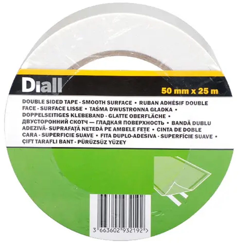 Banda auto-adeziva DIALL 100581057, 50 mm x 25 m, alb