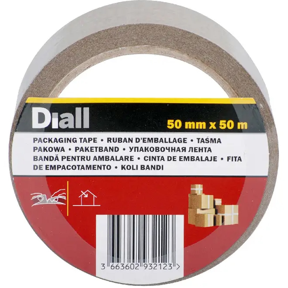 Banda adeziva DIALL Easytear 100581062, 50 mm x 50 m, maro