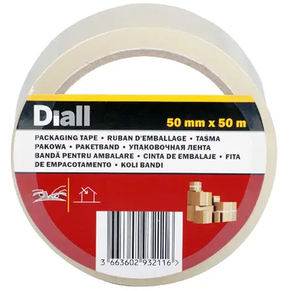 Banda adeziva DIALL Easytear 100581063, 50 mm x 50 m, transparent