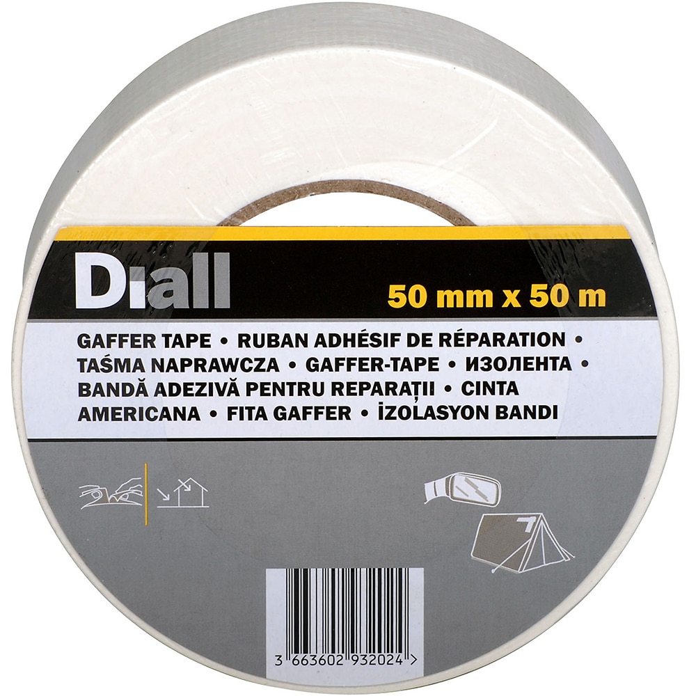 Banda adeziva pentru reparatii DIALL, 50 mm x 50 m, alb