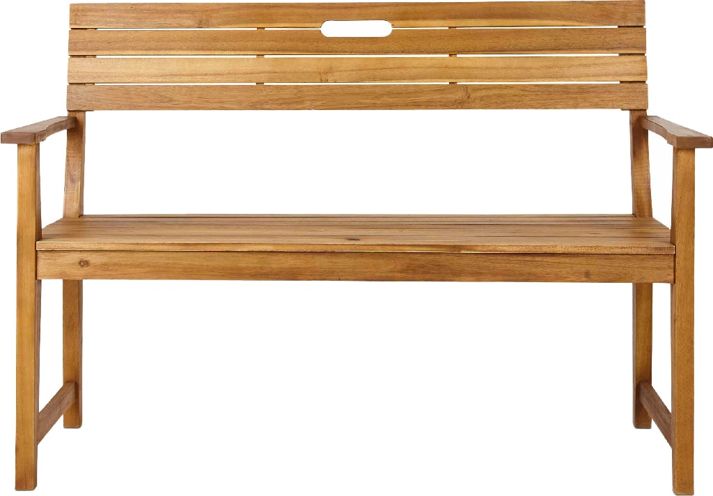 Banca de gradina si terasa Blooma Denia, maro, lemn, 128.5 x 89.7 x 57 cm