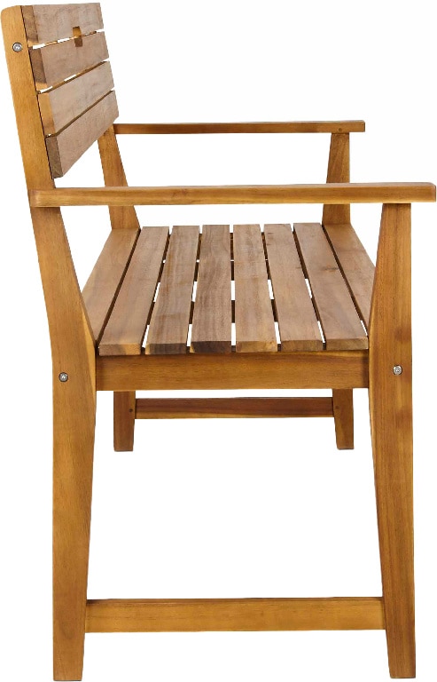 Banca de gradina si terasa Blooma Denia, maro, lemn, 128.5 x 89.7 x 57 cm