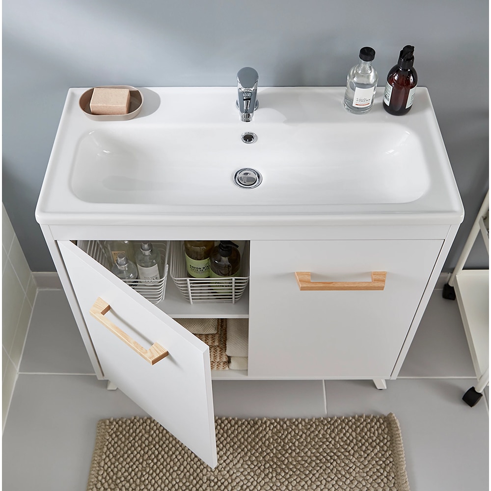 Lavoar baie GOODHOME Towan, ceramica, 81.3 x 37.1 cm, alb lucios