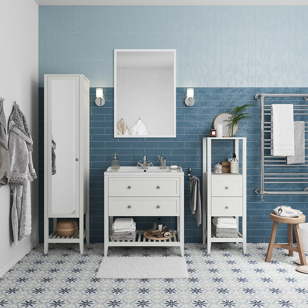 Oglinda baie GOODHOME Perma, 100 x 1.6 x 70 cm, alb