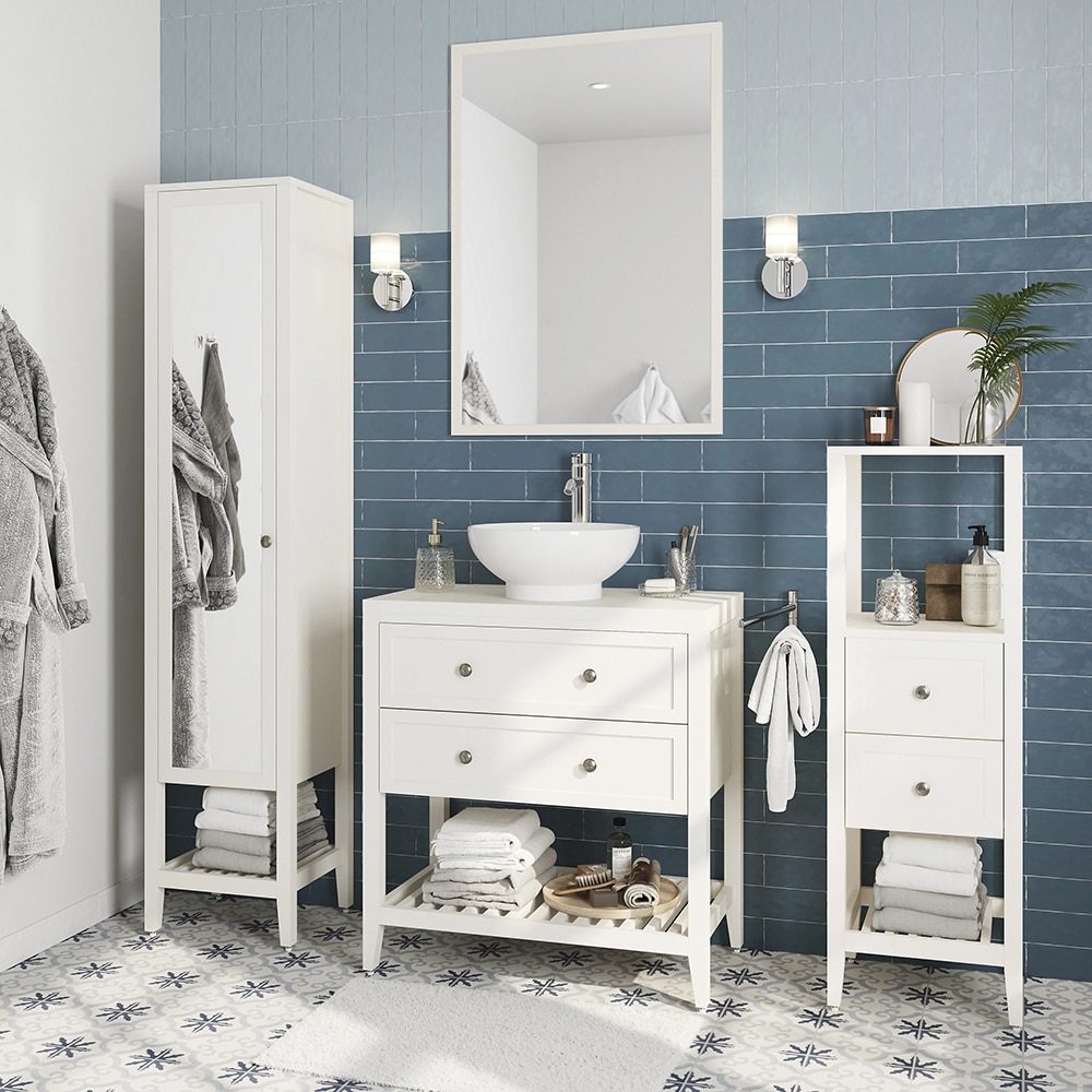 Oglinda baie GOODHOME Perma, 100 x 1.6 x 70 cm, alb