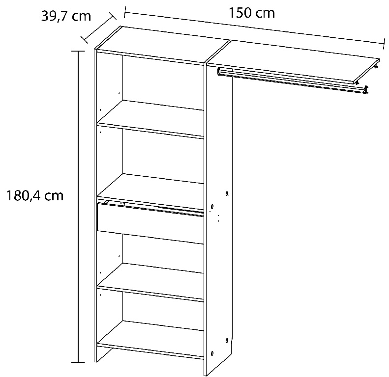 Kit dressing, alb, mat, 8 rafturi, 180 cm
