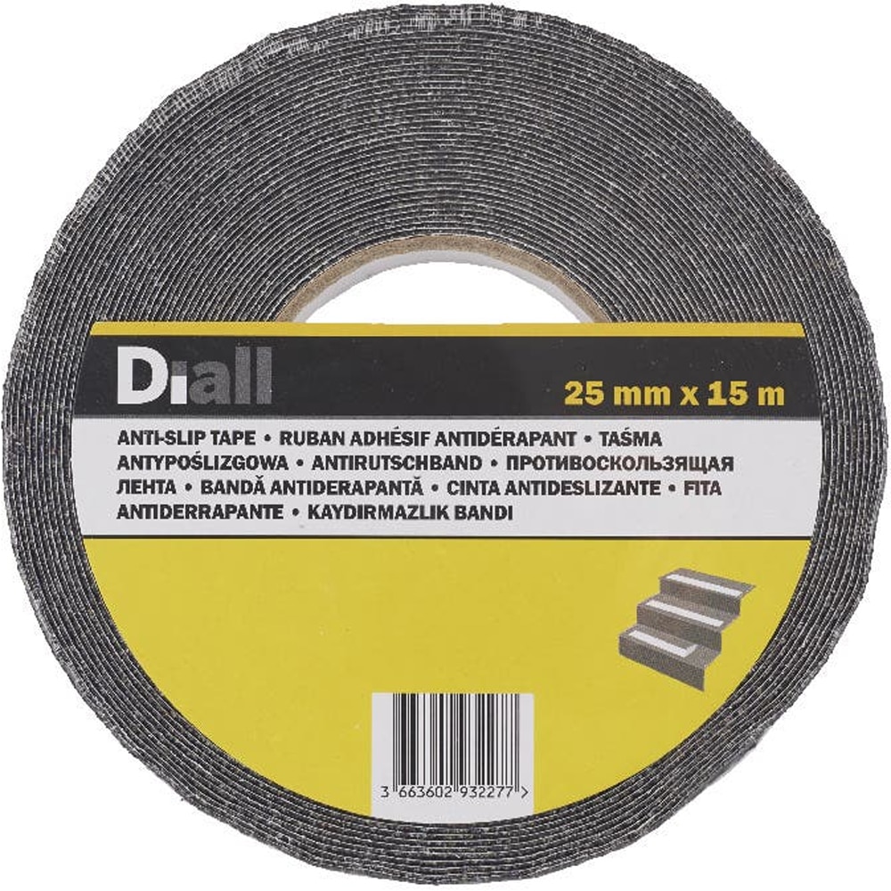 Banda antiderapanta DIALL 100589787, 25 mm x 15m, negru