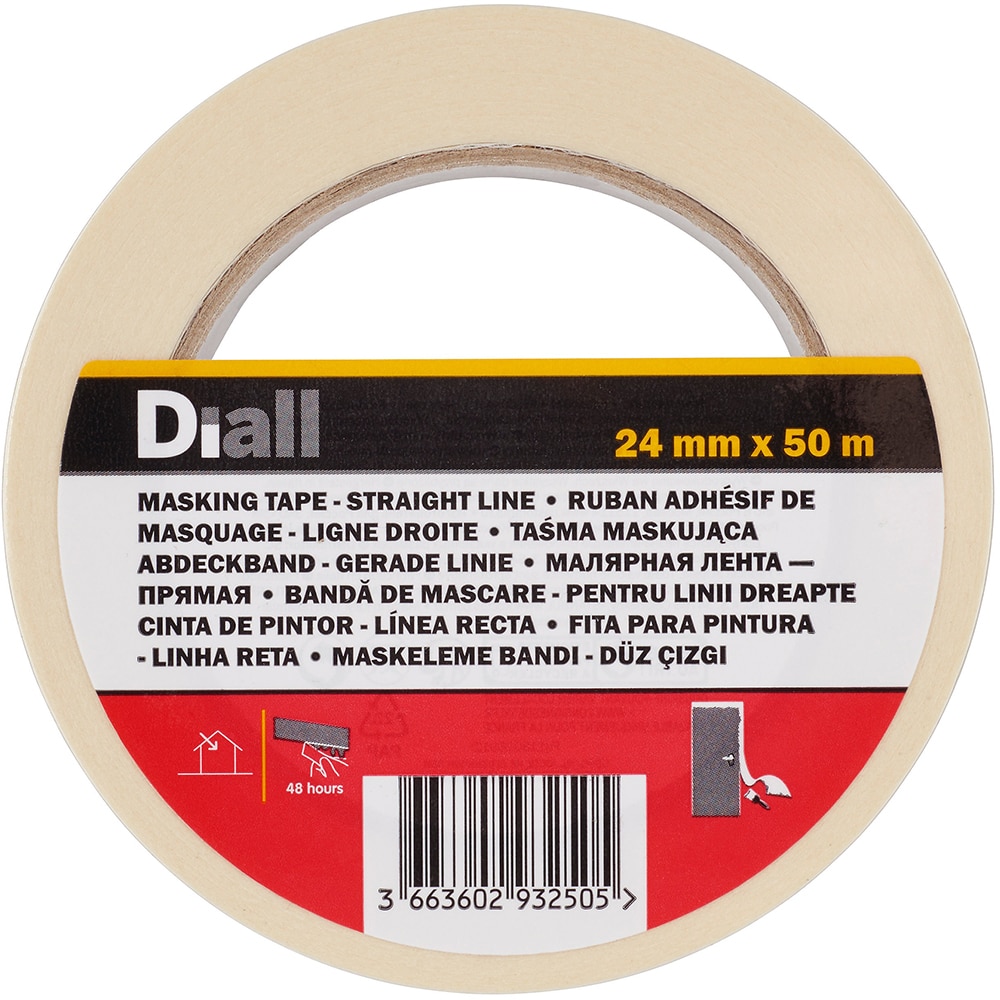 Banda adeziva pentru mascare DIALL, 24 mm x 50 m, bej