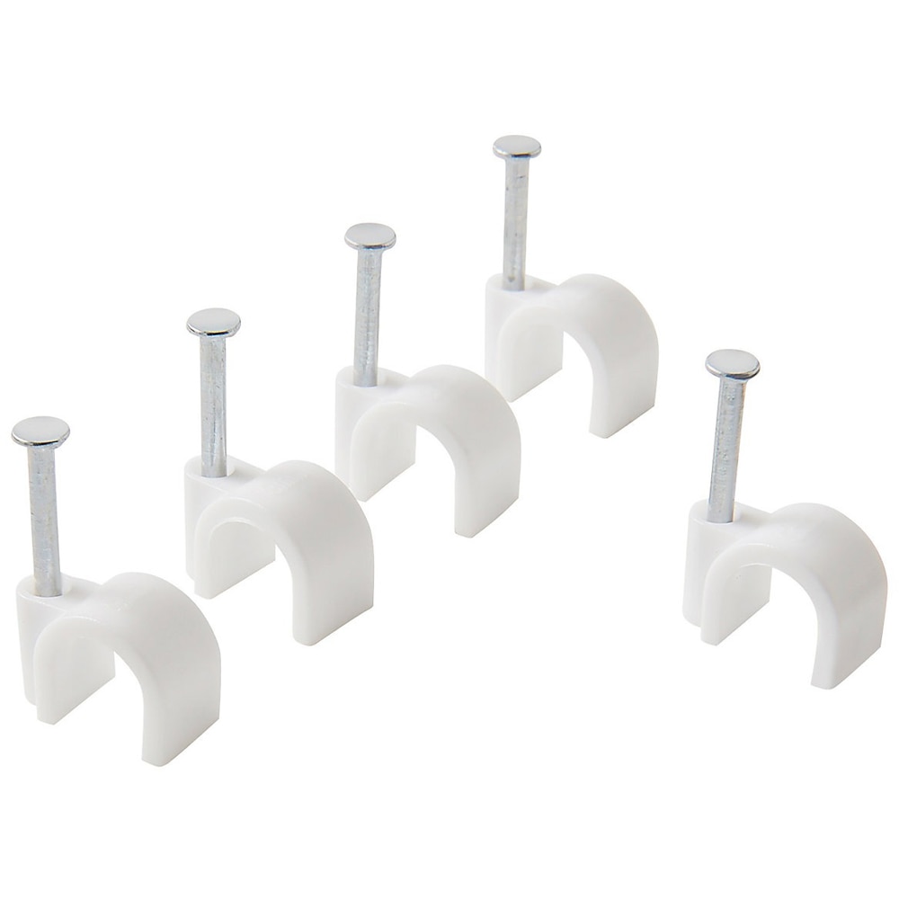 Clips rotund cablu Diall, diametru 9 mm, alb, 100 buc