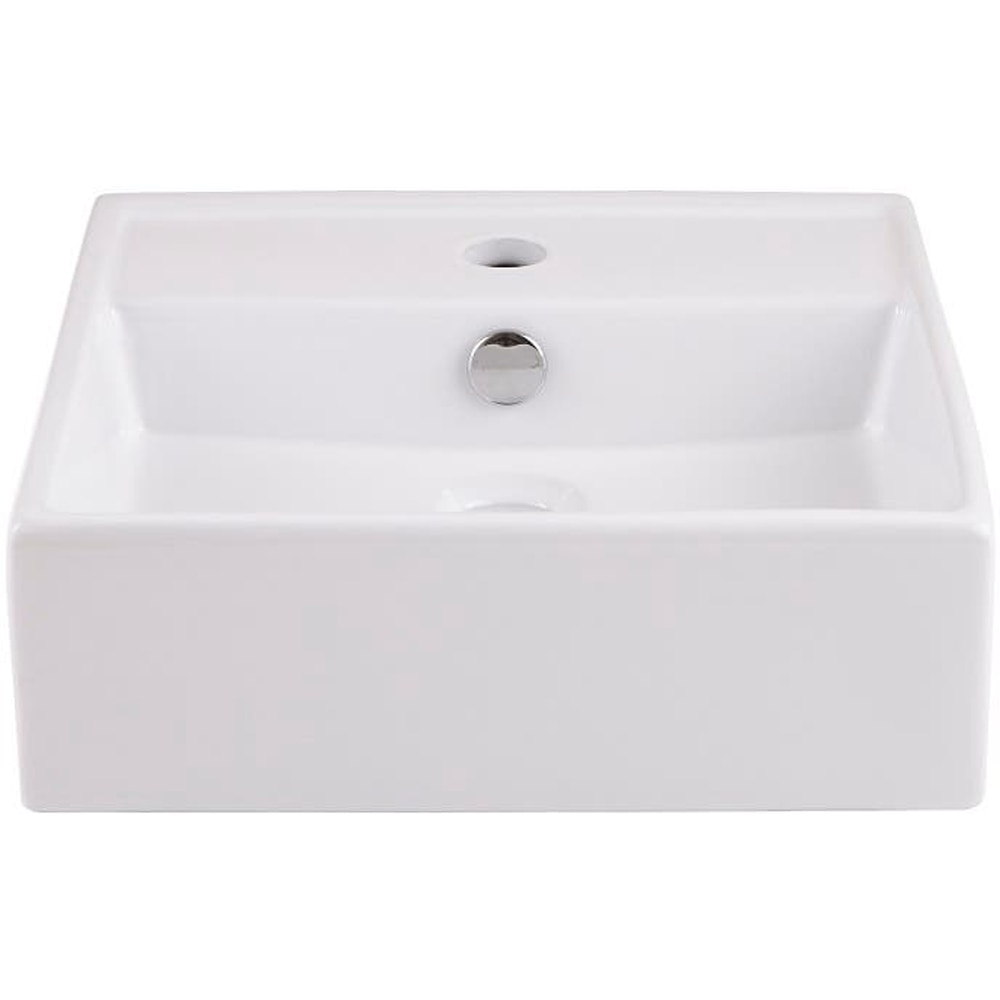 Lavoar pe blat GOODHOME Hendra, ceramica, 38 x 38 cm, alb lucios