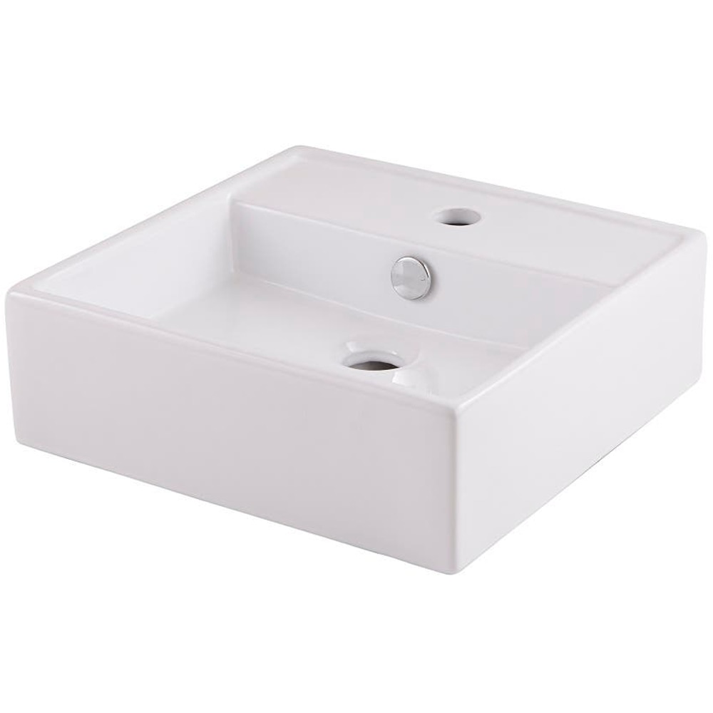 Lavoar pe blat GOODHOME Hendra, ceramica, 38 x 38 cm, alb lucios