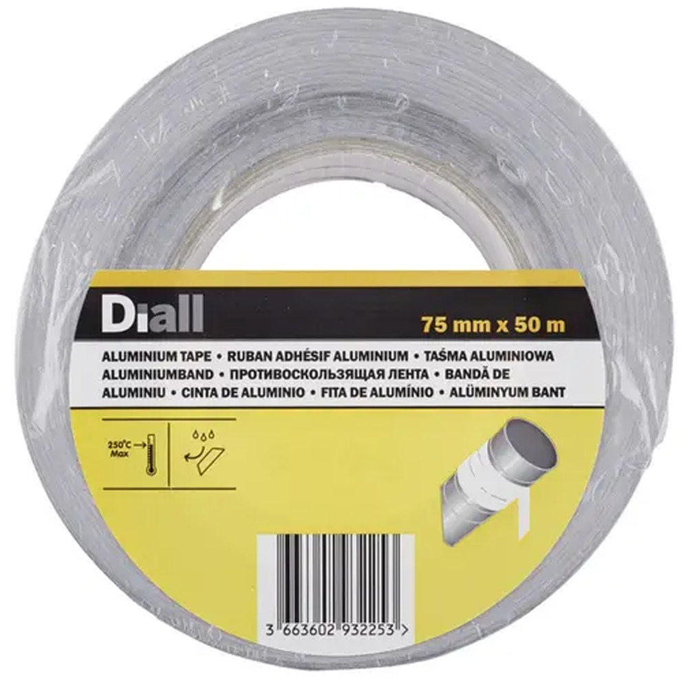 Banda aluminiu DIALL 100592421, 75 mm x 50 m, argintiu