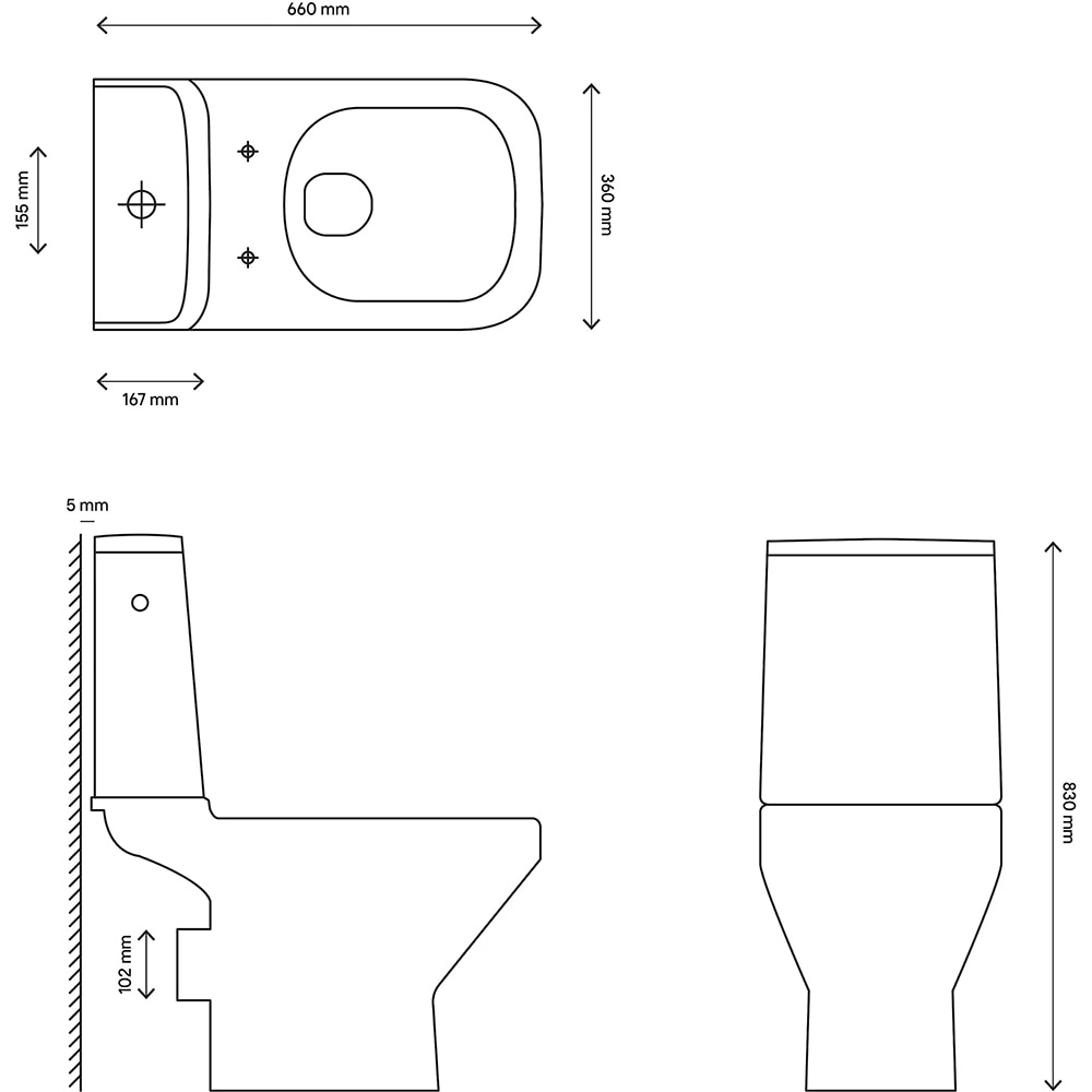 Set vas WC GOODHOME Teesta, portelan, 36 x 65 x 83 cm, rezervor 3/6 l, capac SoftClose, alb