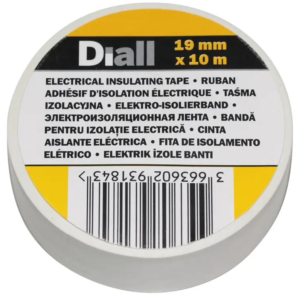 Banda izolatoare DIALL 100594682, 19 mm x 10 m, alb