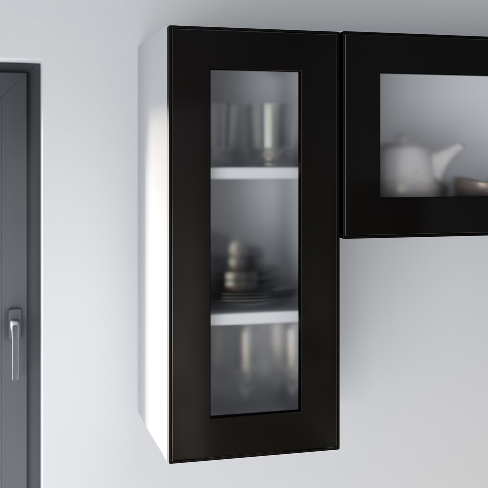 Front usa GOODHOME Winterana, sticla si MDF, 29.7 x 71.5 x 2 cm, negru