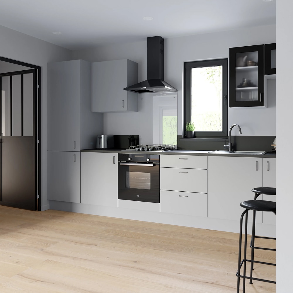 Usa dulap GOODHOME Winterena, MDF, sticla, 60 cm, negru