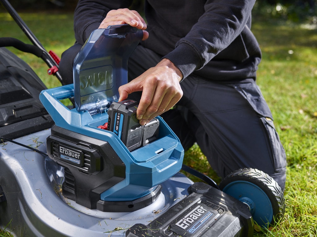 Masina de tuns gazon, motor electric, Erbauer, 1200 W, latime taiere 46 cm, sac colector 50 L