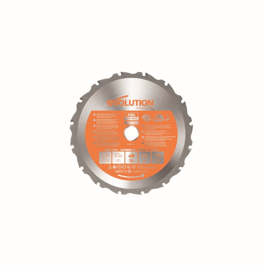 Lama fierastrau circular, multisuprafete, 185 x 20 mm, 16T, otel, portocaliu • Evolution Rage