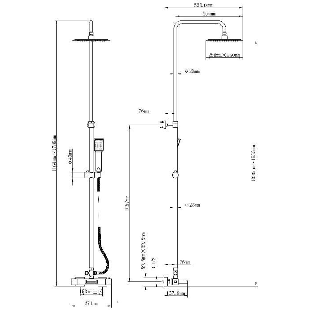 Sistem dus GOODHOME Termo Jolina, termostat, 1 functie, crom