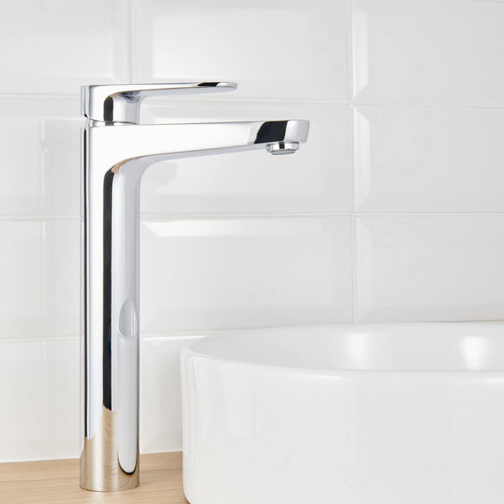 Baterie lavoar GOODHOME Cavally, inaltime 30.1 cm, alama, argintiu