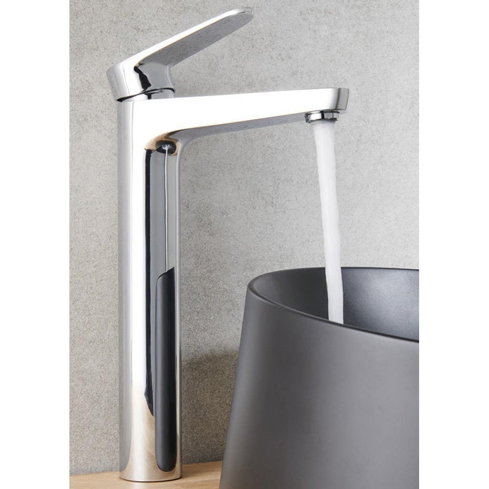 Baterie lavoar GOODHOME Cavally, inaltime 30.1 cm, alama, argintiu