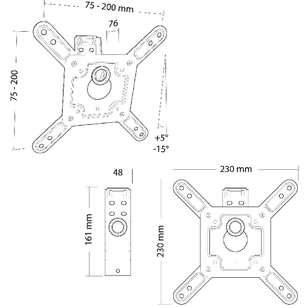 Suport TV perete ERARD, reglabil, 20-46", 25kg, negru