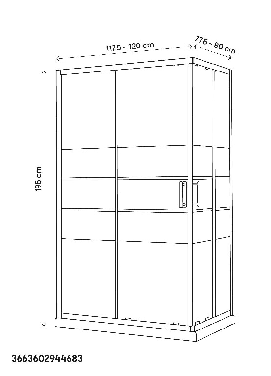 Cabina dus simpla, joasa, dreptunghiulara, 120 x 80 x 195 cm  GoodHome Beloya
