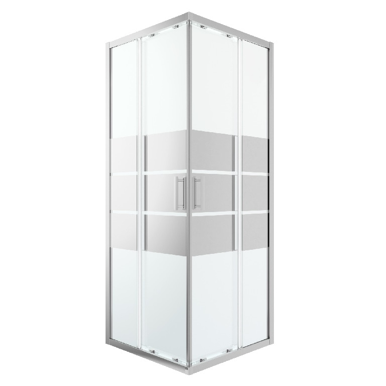 Cabina dus standard GoodHome Beloya, patrata, 80 x 80 x 195 cm, sticla oglinda, profil crom