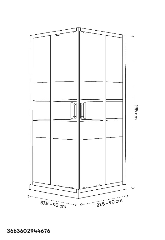Cabina dus standard GoodHome Beloya, patrata, 90 x 90 x 195 cm, sticla oglinda, profil crom