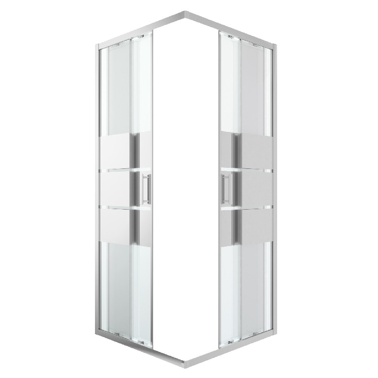 Cabina dus standard GoodHome Beloya, patrata, 90 x 90 x 195 cm, sticla oglinda, profil crom