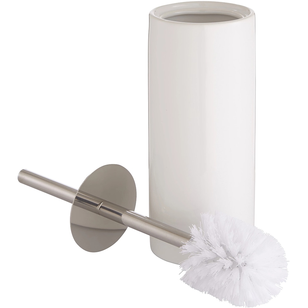 Perie WC cu suport COOKE & LEWIS Diani, 11 x 25 x 11 cm, ceramica si polietilena, alb