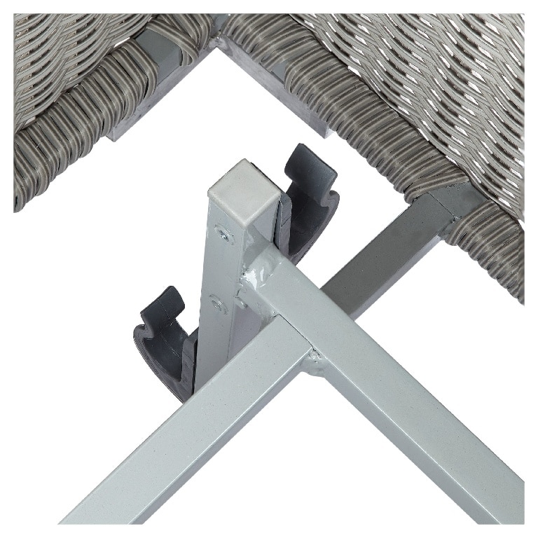 Masa de gradina BLOOMA Gabbs, 64 x 64 x 50 cm, aluminiu si rasina impletita, gri