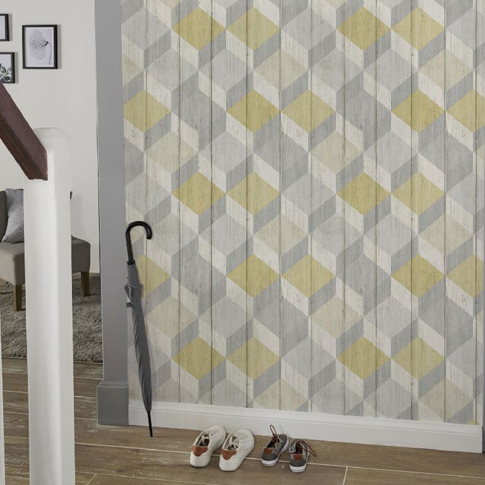 Tapet GOODHOME Kurzy, vinil, 0.53 x 10.5 m, galben