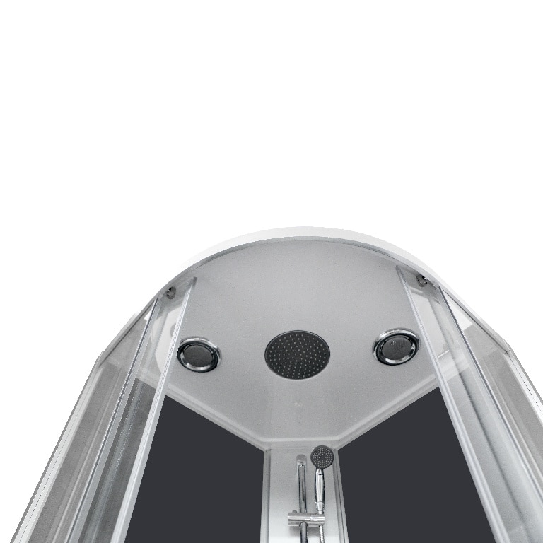 Cabina dus cu hidromasaj GoodHome Onega, semirotunda, 90 x 90 x 215 cm, sticla securizata, profil argintiu