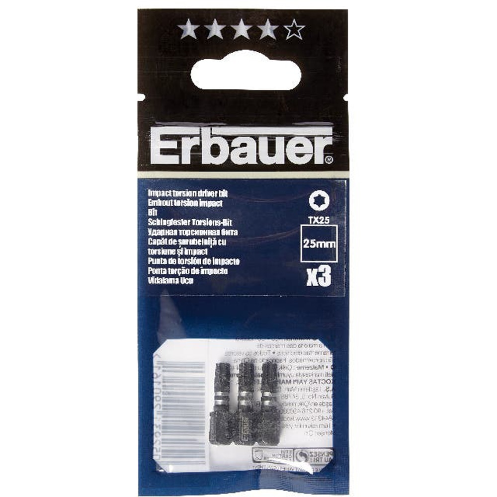 Set 3 biti impact ERBAUER, 25mm, TX25