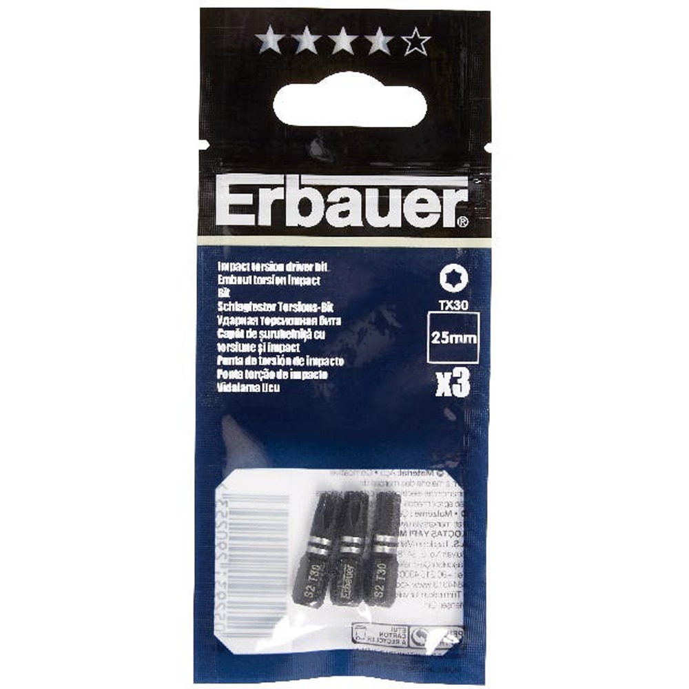 Set 3 biti impact ERBAUER, 25mm, T30