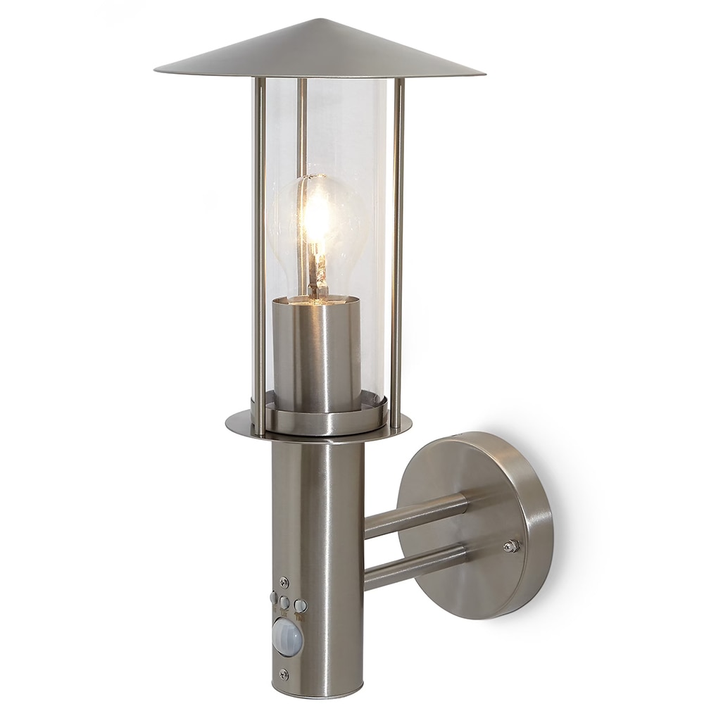 Aplica exterior BLOOMA Chignik ST1017APIR, E27, 60W, IP44, Senzor de miscare, argintiu