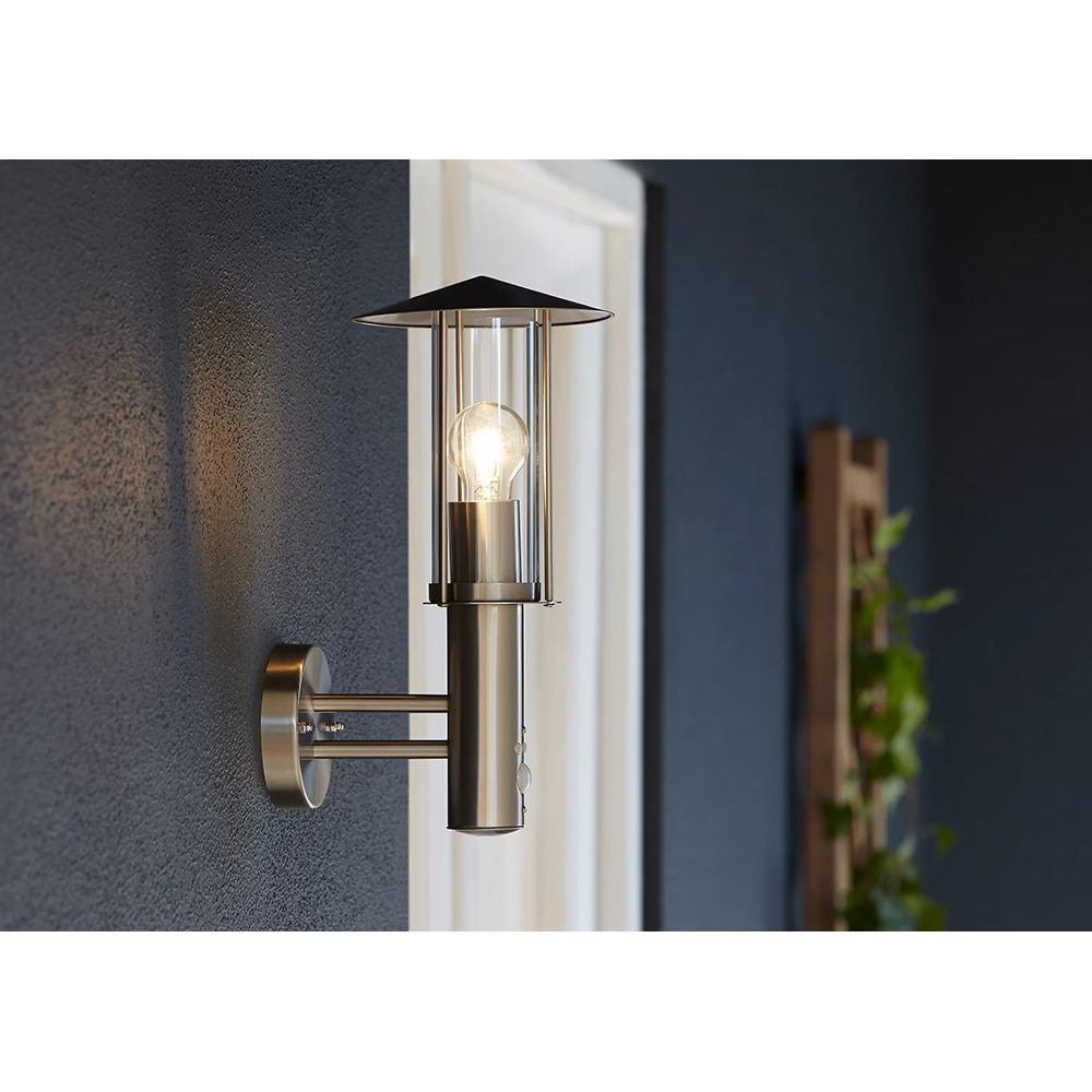 Aplica exterior BLOOMA Chignik ST1017APIR, E27, 60W, IP44, Senzor de miscare, argintiu