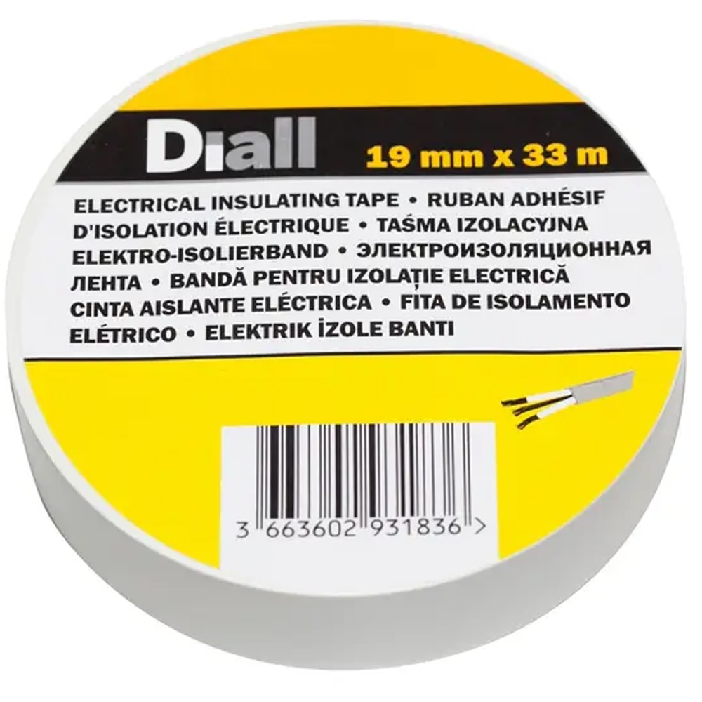 Banda izolatoare DIALL 100611181, 19 mm x 33 m, alb