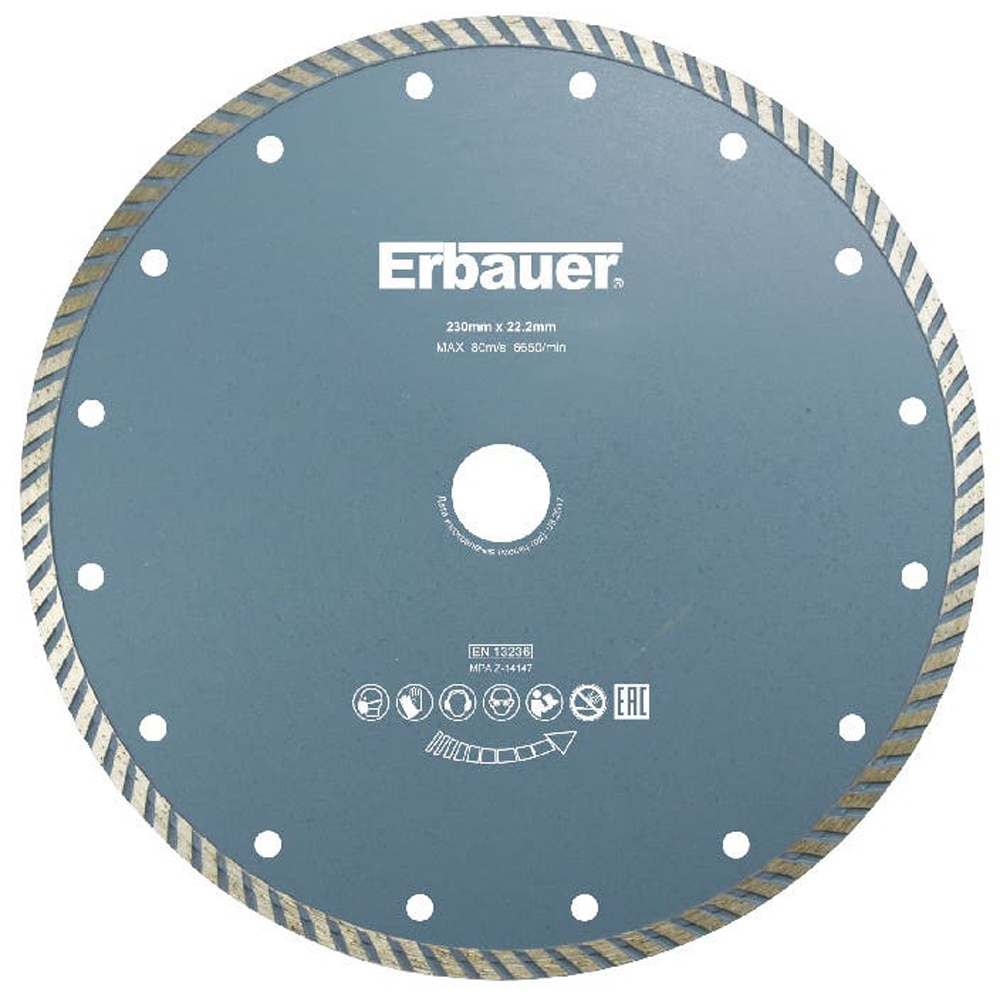 Disc polizor ERBAUER, turbo, 230x22.23mm