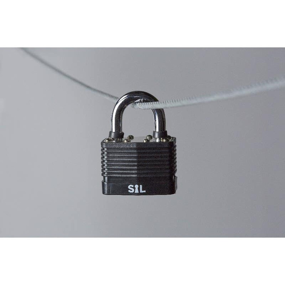 Lacat laminat SMITH AND LOCKE, otel, invelis PVC, 50mm, negru