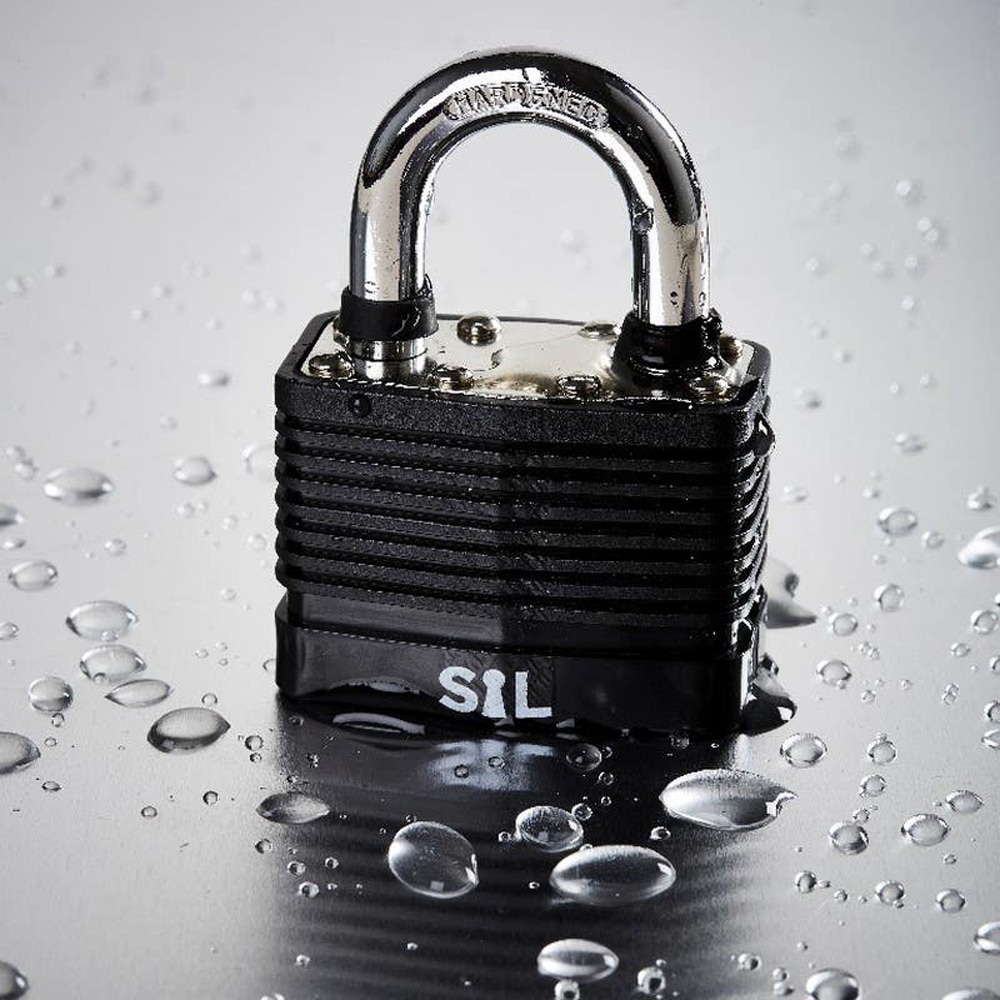 Lacat laminat SMITH AND LOCKE, otel, invelis PVC, 50mm, negru